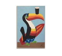 SPECLLY Guinness - Poster con tucano vintage, su tela, decorazione artistica da parete per soggiorno, 50 x 75 cm, senza cornice
