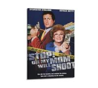 SPECLLY Poster con scritta "Stop Or My Mom Will Shoot", stampa artistica da parete in stile vintage, per soggiorno, 40 x 60 cm, con cornice