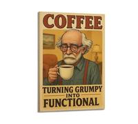 SPECLLY Poster con stampa artistica su tela con scritta "Coffee The Secret to Morning Survival", stile vintage, per soggiorno, 30 x 45 cm, con cornice