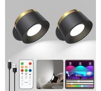 Speclux Lampada da parete a LED senza fili, 2 pezzi, lampada da parete a batteria per interni, 3 livelli di luminosità e 13 RGB, magnetismo girevole a 360°, per soggiorno, camera da letto, scale