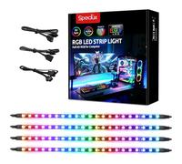 Speclux, Luci Magnetiche Per PC Arcobaleno, Striscia LED RGB Per PC, Indirizzabile Digitale, WS2812B, 5 V, 3 pin, Compatibile Con ASUS Aura SYNC, Gigabyte ARGB Fusion, MSI Mystic Light (4 strisce)