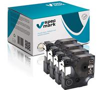 Specmark compatibile con DYMO D1 12 mm 1/2/3/4/5/10/20 St. tutti i colori per stampanti LM Label-Manager LP Label-Point LW Label-Writer DUO 4 Stücke Nastro con stampa in bianco e nero