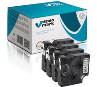 specmark Compatibile con DYMO D1 43622 nastro 6 mm x 7 m set x 4 pezzi nero su argento compatibile con DYMO D1 per stampanti LM LabelManager LP Label-Point LW Label-Writer DUO