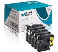 specmark, compatibile con DYMO D1, 6 mm, 1/2/3/4/5/10/20 pezzi, tutti i colori per stampanti LM Label-Manager LP Label-Point LW Label-Writer DUO 5 Stücke Nastro con stampa giallo/nero