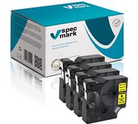 specmark, nastro compatibile con DYMO D1 43618, 6 mm x 7 m, set da 4 pezzi, nero su giallo, compatibile con DYMO D1 per stampanti LM Label-Manager LP Label-Point LW Label-Writer DUO