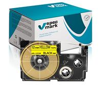 Specmark Nastro per Etichette XR-12YW Set di Nastri per Stampanti di Etichette - Nastro giallo - Colore di Stampa Nero - Compatibile con la Maggior Parte Delle Stampanti Casio - 12 mm x 8 m
