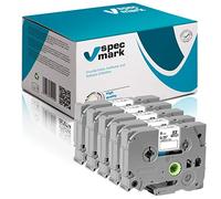 specmark Nastro TZe-221 9mm x 8m Set x 5 pezzi Nastro nero su bianco compatibile con tutte le stampanti Brother PT P-touch AZe-221 EZe-221 TZ-221 TZ2-221