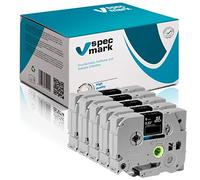 specmark Nastro TZe-315 6mm x 8m Set x 5 pezzi Nastro bianco su nero compatibile con tutte le stampanti Brother PT P-touch AZe-315 EZe-315 TZ-315 TZ2-315