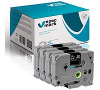specmark Nastro TZe-335 12mm x 8m Set x 4 pezzi Nastro bianco su nero compatibile con tutte le stampanti Brother PT P-touch AZe-335 EZe-335 TZ-335 TZ2-335