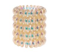 Specora - Classic Spiral - Elastico per capelli delicato giallo metallizzato - 4 cm - Confezione da 5 pezzi - TPU - Cavo telefonico in gomma - Senza strappi e grovigli - Nessuna piega - Delicato sui