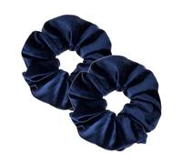 Specora - Classic Velvet Scrunchie Blu Navy - Confezione da 2 - 14 cm - Morbido, voluminoso e delicato sui capelli - Elastico per capelli da donna