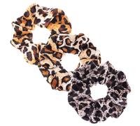 Specora - Classic Velvet Scrunchie Leopard Pattern Leo Mix 2 - Set da 3 - 10 cm - 3 motivi - Morbido, voluminoso e delicato sui capelli