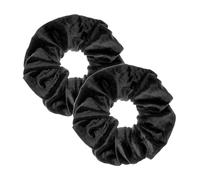 Specora - Classic Velvet Scrunchie nero - Confezione da 2 - 14 cm - Morbido, voluminoso e delicato sui capelli - Elastico per capelli da donna
