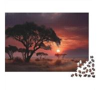 Spectacular Savana africana Tramonto,Puzzle Per Adulti 1000pcs (75x50cm),Giochi Di Sfida Albero di acacia