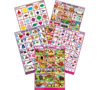 Spectrum Mirror Coat Educational Charts (Set of 5) : Set 13 (English Alphabet, Urdu Alphabet, Farm Animals, Shapes, Personal Hygiene & Cleanliness)