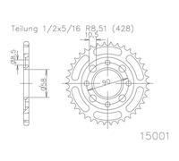 Spedizione Gratuita Corona Esjot Acciaio 50-15001 36 Denti Per Moto Ricambi