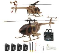 SpedUpX C184 4CH Brushless RC elicottero, design coassiale a doppio rotore senza poppa, posizionamento ottico del flusso, modello militare in scala, giallo deserto (4 batterie)