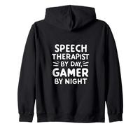 Speech Therapist by Day Gamer by Night Language Pathology Felpa con Cappuccio