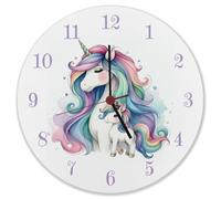 speecheese Orologio da parete per cameretta dei bambini, con unicorno e mamma e bambino, colorato, per tutta la famiglia, con criniera colorata