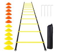 Speed - Agilità Allenatore, per Esercizi di Fitness | 12 pioli Regolabili con Pali di Terra, Attrezzature Sportive Non Slip da 19,69 Piedi per Il Pallacanestro di Calcio, Include Una Borsa