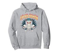 Speed Demon Hot Rod Skull per Gli Appassionati di Corse da Uomo Felpa con Cappuccio, Unisex per Adulti, Grigio Melange, M