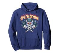 Speed Demon Hot Rod Skull per Gli Appassionati di Corse da Uomo Felpa con Cappuccio, Unisex per Adulti, Navy, S
