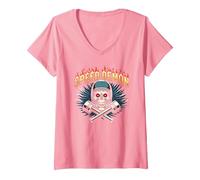 Speed Demon Hot Rod Skull per Gli Appassionati di Corse da Uomo Maglietta con Collo a V, Donna, Rosa, S
