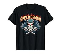 Speed Demon Hot Rod Skull per Gli Appassionati di Corse da Uomo Maglietta, Uomo, Nero, 3XL