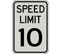 Speed Limit 10 Warning Tin Sign 20,3 x 30,5 cm