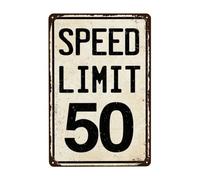 Speed Limit 50 MPH Targa in metallo vintage, poster retrò in latta per uomo, grotta, bar, garage, auto, stanza, strade, decorazione artistica da parete, 20 x 30 cm