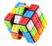 Speed Magic Cube 3x3,Cubo Magico di Velocità, Build-on Brick Twist Brain Teaser Puzzle Cube con Mattoncin,2-in-1 Classico Giocattolo Cubo per Bambini e Adulti, Nero