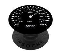 Speed Speedometer Odometer Car Race Motorcycle Bicycle Black PopSockets PopGrip Adesivo