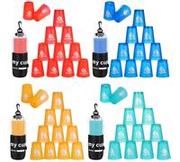 Speed Stacking Cup Set, 48 bicchieri di plastica colorati, ideali per il divertimento in famiglia, gioco di abilità per bambini e adulti, borsa a rete inclusa