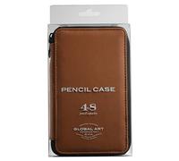 Speedball Leather Storage Case per matite, pennarelli, penne e materiale artistico, marrone con finitura invecchiata, Holds Up To 48 Standard Pencils