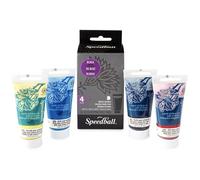 Speedball Set di 4 inchiostri per stampa a blocchi, nero/rosso/blu/giallo, 37 cc, per arte e artigianato, stampa, artisti, principianti, professionisti, adulti, bambini più grandi, idea regalo