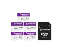 Speederlash Camera Plus - Scheda di memoria Micro SDXC da 64 GB, con adattatore, velocità di lettura 90 MB/s, supporto video 4K UHD e 5K, classificazione U1 V30 A1, per telecamera di sicurezza