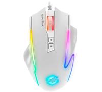 Speedlink DECUS NX - Mouse da gioco cablato RGB, illuminazione RGB multicolore, pulsante di fuoco continuo, fino a 12800dpi, 1000Hz, programmabile, Mouse gaming con cavo USB, cavo inguainato, bianco