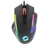 Speedlink DECUS NX - Mouse da gioco cablato RGB, illuminazione RGB multicolore, pulsante di fuoco continuo, fino a 12800dpi, 1000Hz, programmabile, Mouse gaming con cavo USB, cavo inguainato, nero