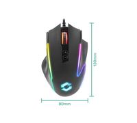 Speedlink DECUS NX - Mouse da gioco cablato RGB, illuminazione RGB multicolore, pulsante di fuoco continuo, fino a 12800dpi, 1000Hz, programmabile, Mouse gaming con cavo USB, cavo inguainato, nero
