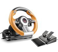 Speedlink DRIFT OZ Racing Wheel - Volante da gioco USB per PC/computer, pedali per gas e freno, colore nero-arancione