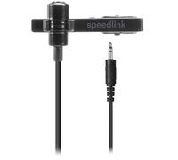 Speedlink SPES microfono a clip con cavo jack 3,5 mm - Microfono lavalier con connettore jack, microfono a clip, clip in metallo staccabile, cancellazione del rumore, nero
