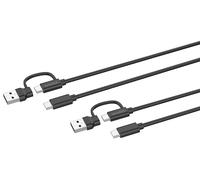 Speedlink STREAM Play & Charge USB-C/USB-A to USB-C controller cavo set 3m - 2 cavi di ricarica per controller PS5 Xbox Switch Controller, 3 metri, ricarica e trasferimento dati, nero