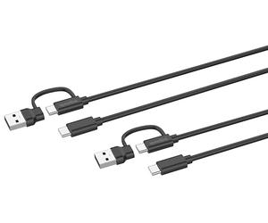 Speedlink STREAM Play & Charge USB-C/USB-A to USB-C controller cavo set 3m - 2 cavi di ricarica per controller PS5 Xbox Switch Controller, 3 metri, ricarica e trasferimento dati, nero