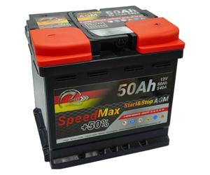 SpeedMax Batteria Auto 50Ah AGM 12V 540A Start&Stop - Alta Prestazione | Lunga Durata, per Auto Benzina e Diesel con Start e Stop