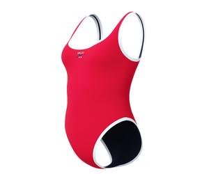 Speedo 1 pezzo scoop solido rosso/bianco L - UK36