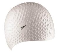 Speedo Unisex Bubble Active+ Swimming Cap | Textured Design, White, One Size