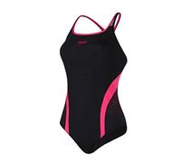 Speedo 8-092424692 Fit Pinnacle Kickback Costume da Bagno da Competizione da Donna, Nero/Rosa