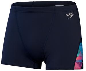Speedo aquashort allover digi v-cut nero/rosso s - uk32