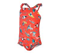 Speedo Bambina Digital Frill Thinstrap Costume intero, Rosa corallo/Giallo/New Turquoise, 9-12 M