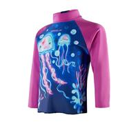 Speedo Bambina Infant Long Sleeve Printed Sun Protection Rash Top Rash Guard Shirt, Rosa (Northern/Neon Orchid/Pink Splash), 3 Anni